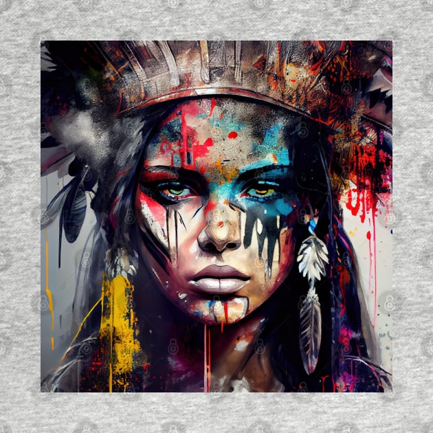 Powerful American Native Warrior Woman #5 by Chromatic Fusion Studio